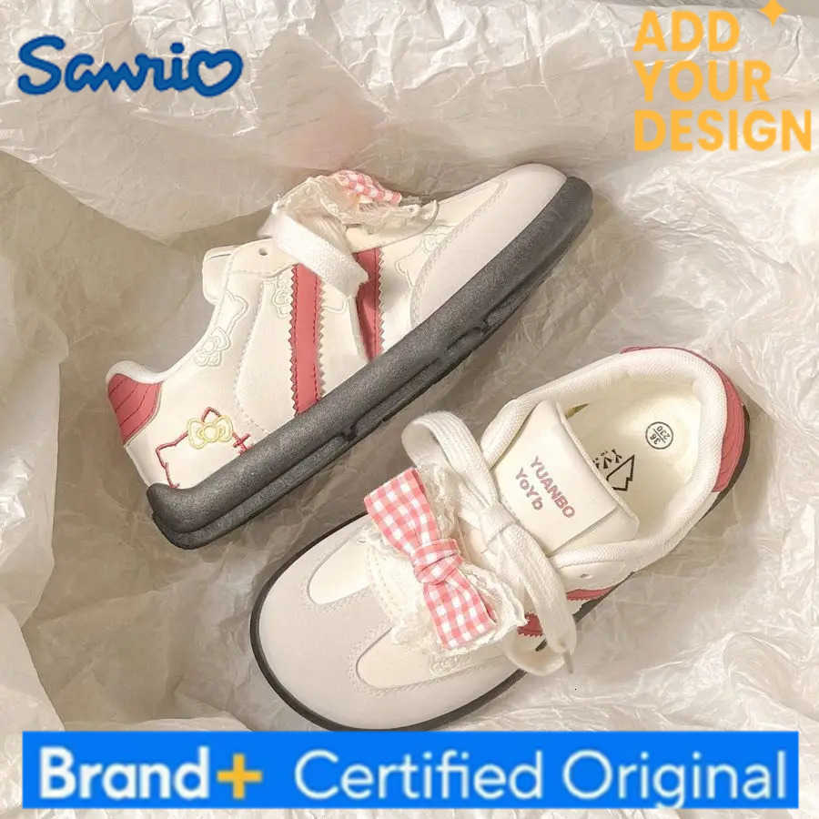 Sanrio Anime Sneakers Kawaii Hello Kitty Women Casual Shoes Cartoon Kt Thick Bottom Plate Shoes Cute Girls Student Bow Casual Sneakers H251223