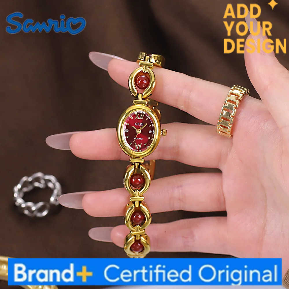 Sanrio Ladies Watch Light Luxury Brand Green pearl bead Bracelet Advanced Waterproof Women Fashion Quartz Gift H251223