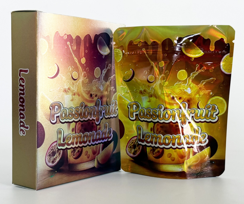 custom printed mylar bag with box combo 3.5 inch 1/8oz cali style foil pouch smell proof packaging food storage