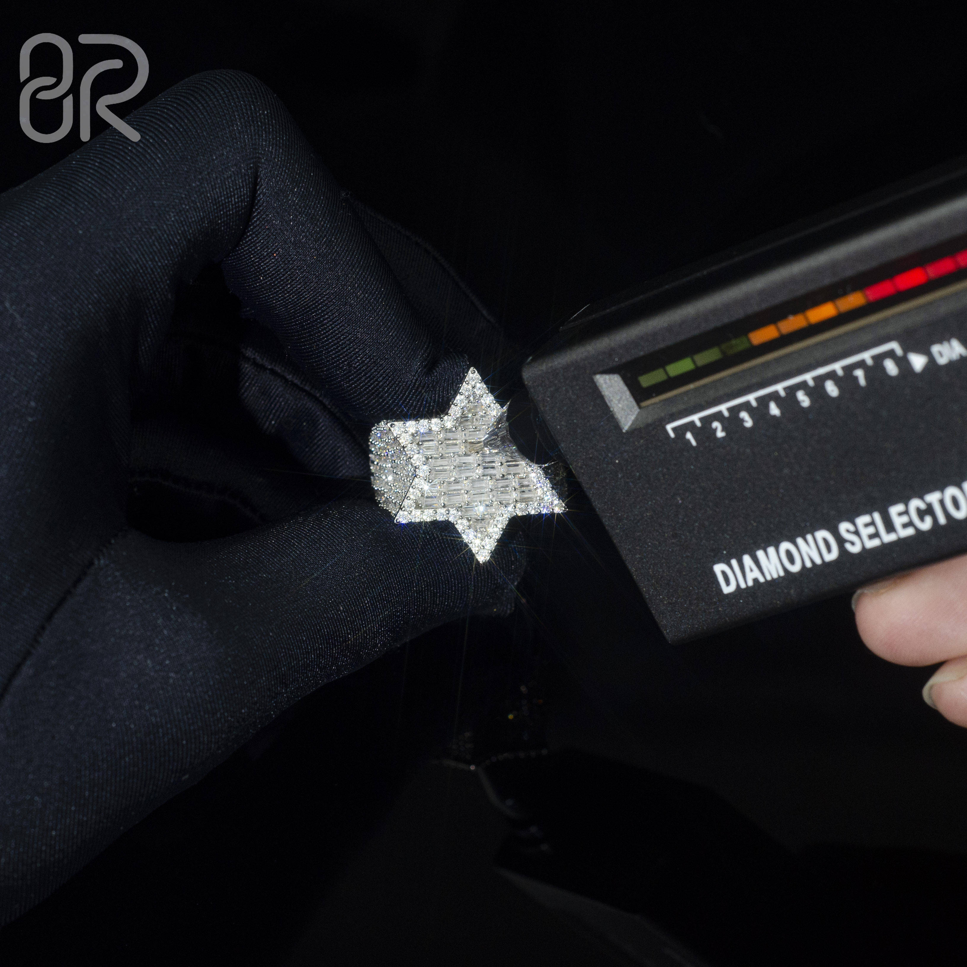 2025 new style Wholesale VVS Moissanite Diamond Hip Hop Ring Six-pointed Star Baguette Cut 925 Silver Hip Hop Jewelry Custom Championship Rings