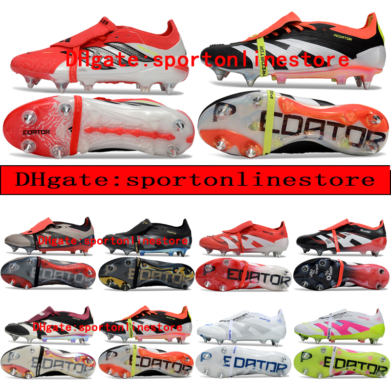 Send With Bag Football Boots 30th Anniversary 25 26 Elite Tongue Fold Laceless Laces SG Mens Soccer Cleats Comfortable Training leather Football Shoes kids outdoor