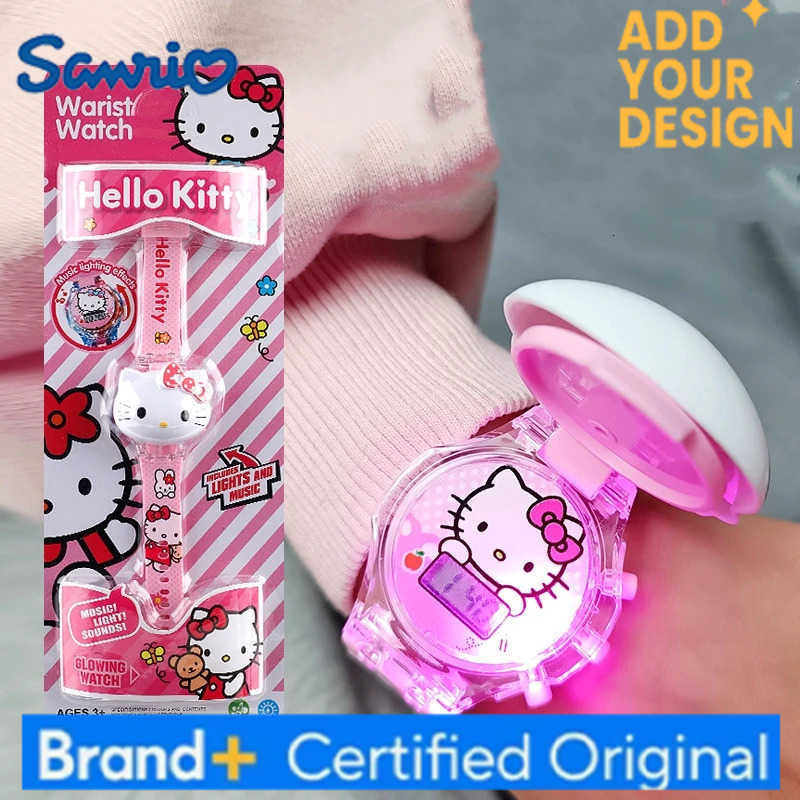 Sanrio Kuromi My Melody Kawaii Lighting Music Flip Watch Luminescent Electron Toys Creative Jewelry A Birthday Gift for Girl Boy H251223