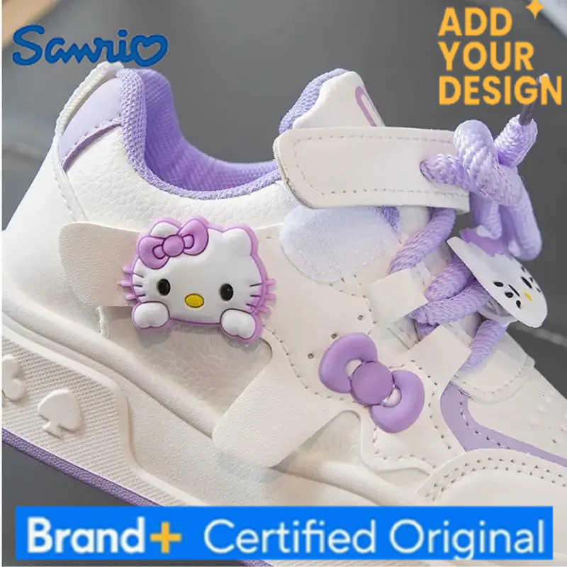 Sanrio Anime Children Hello Kitty Sneakers Kawaii Spring Autumn New Board Shoes Cartoon Fashionable Soft Sole Small White Shoes H2512231