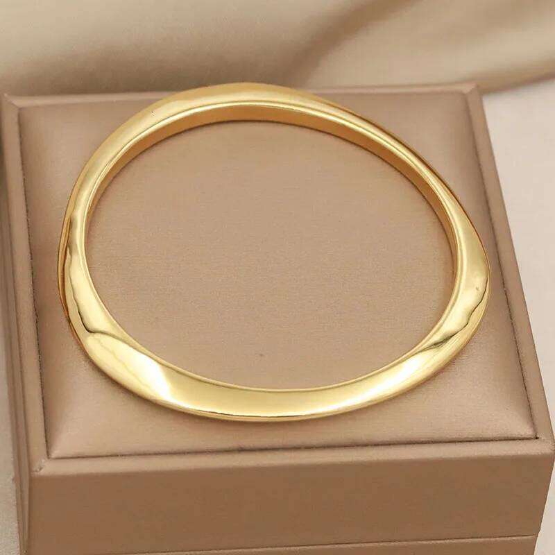 316L Classic Stainless Steel Metal Irregular for Women Elegant Bangles Rust-proof Bangle Wrist Jewelry 25L1223