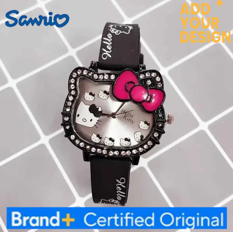 Sanrio Hello Kitty New Fashion Love Digital Dial Children Watch Set Leather Strap Quartz Watches Girls Clock Children Birthday Present H251223