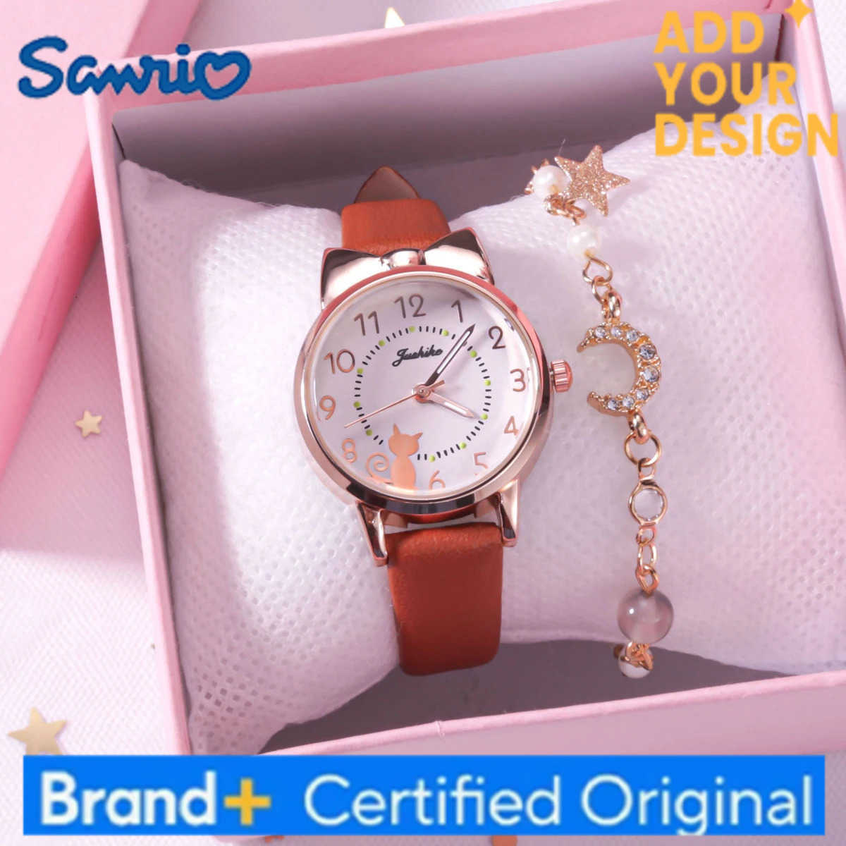 Sanrio Fashion Kids Love Digital Dial Children Watch Set Leather Strap Quartz Watches Kid Girls Clock Children Watch Bracelet no box H251223