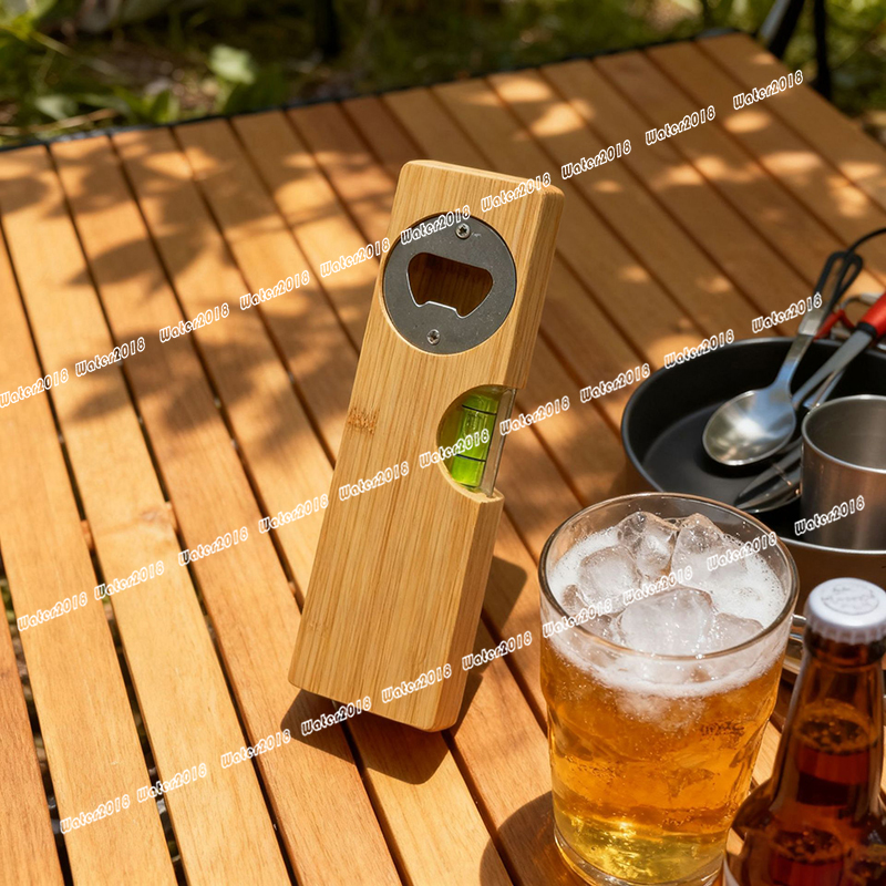 Wooden Bottle Opener Spirit Level With Opener Function 2 in 1 Bottle Opener For Kitchen Construction Bar 15 x 4.8*2CM