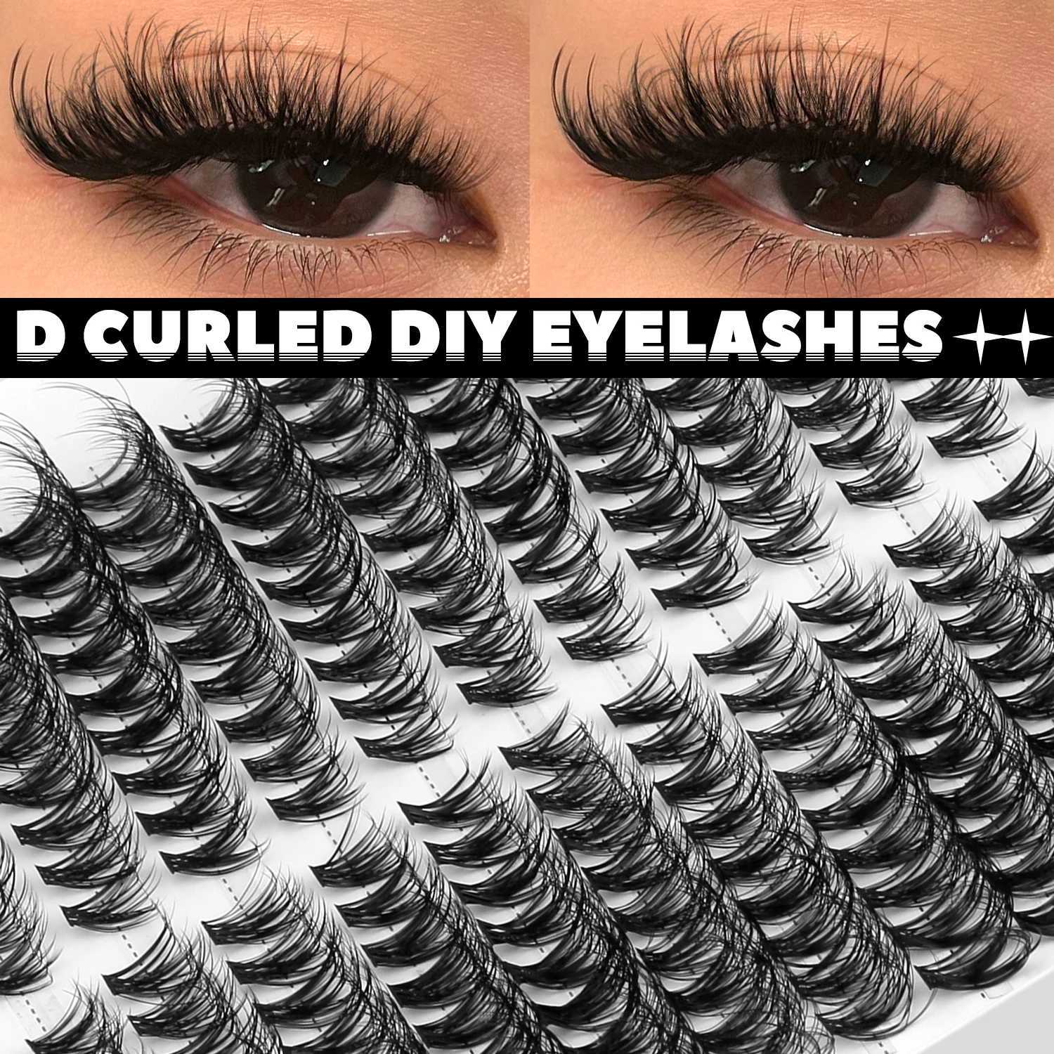 GROINNEYA Lashes Clusters D Curl Volume Fluffy Clusters Lashes Wispy Individual Lashes Extensions DIY Eyelashes MakeupT251223