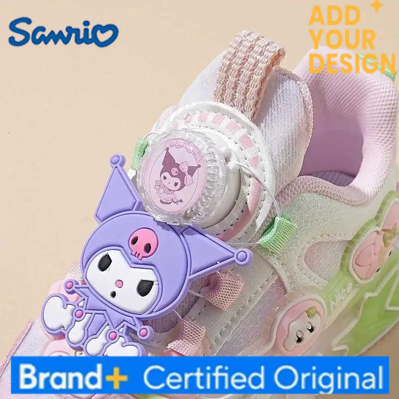 Sanrio Kuromi Girls Kawaii Cartoon Mesh Electric Rotary Button Shoes Anime Soft Sole Sports Spring Autumn New Dad Shoes Fashion H251223