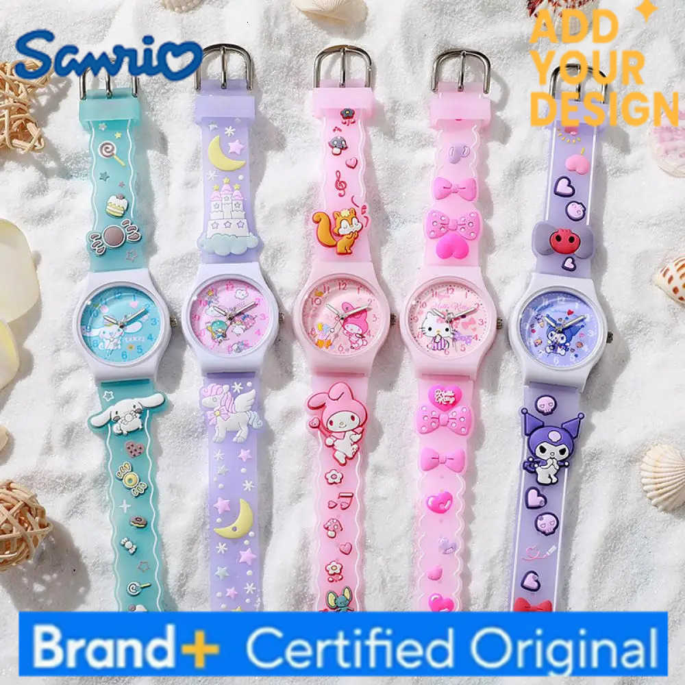 Sanrio Cinnamoroll Children Wrist Watch Kuromi Hello Kitty My Melody Kawaii Waterproof Silica Gel Chronograph Watch Student Gift H251223