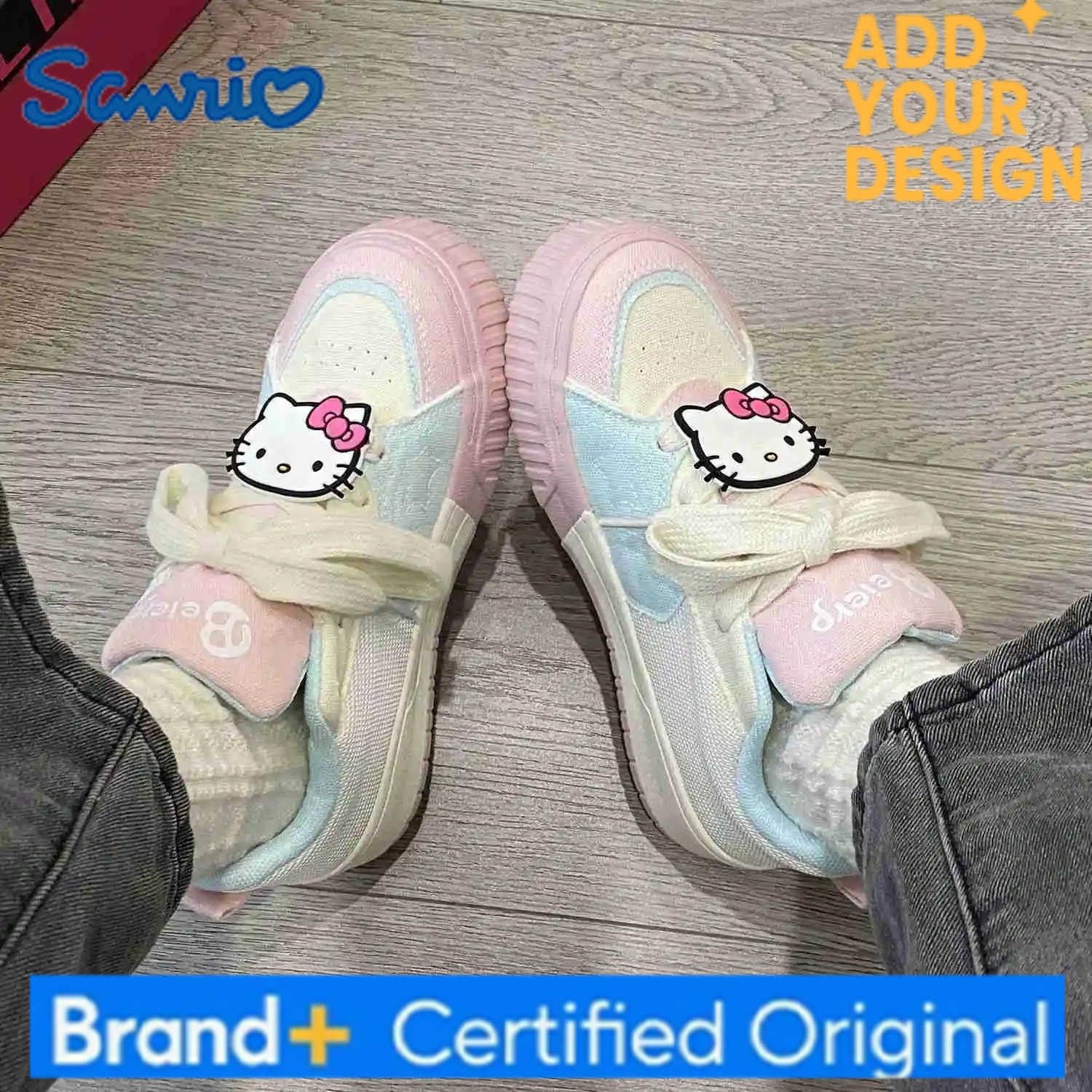 Sanrio Hello Kitty Thick Soled Canvas Shoes Women Fashion Cute Sports Board Shoes Japanese Style Harajuku Versatile Casual Shoes H251223