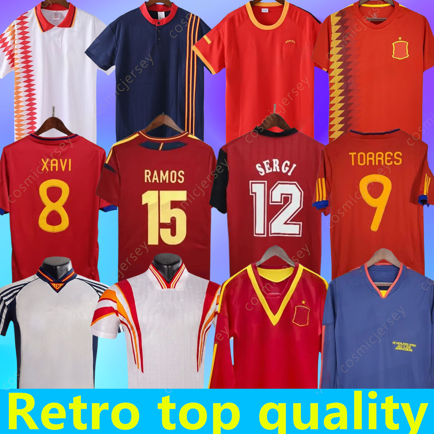 2008 2012 2002 final Spain retro jersey 1996 1994 RAUL XAVI HIERRO LUIS ENSRIQUE ALONSO Caminero Iniesta PUYOL PIQUE DAVID VILLA TORRES 1998 GUERRERO GUARDIOLA RAMOS