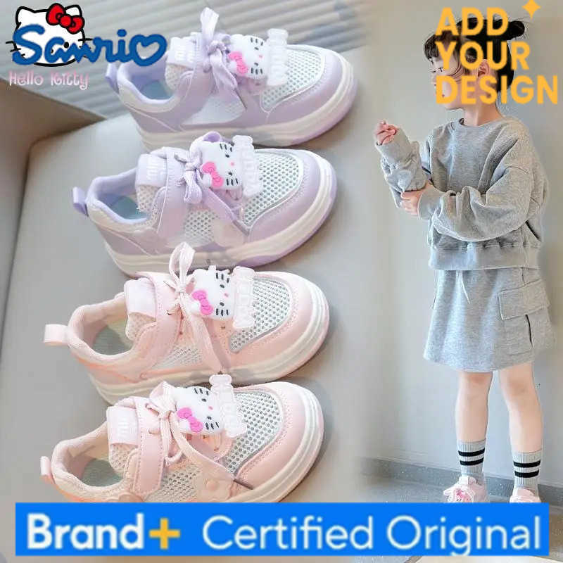 Sanrio Hello Kitty Girls Anime Sneakers Summer New Kids Cartoon Kawaii Mesh Breathable Board Shoes Fashion Sweet Casual Shoes H251223