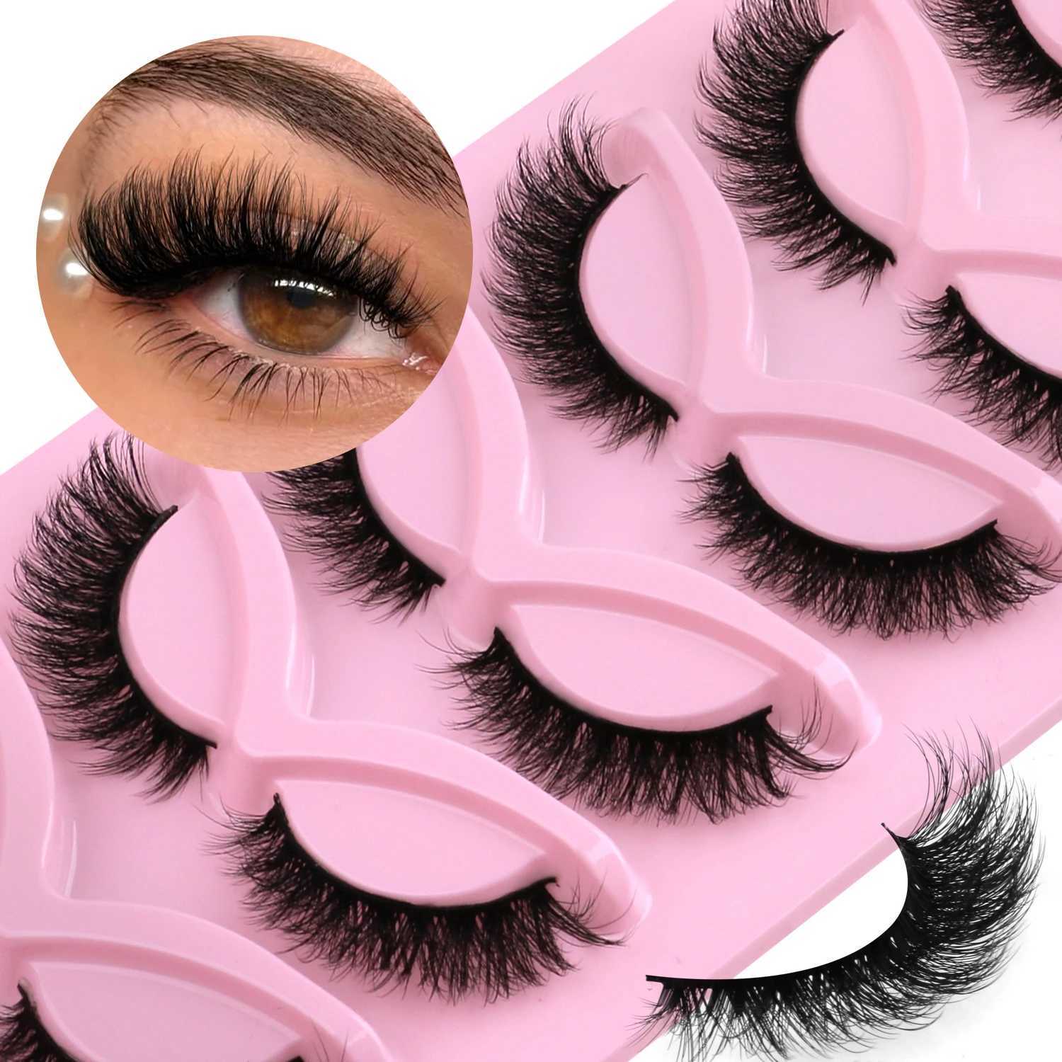 GROINNEYA Cat Eye Lashes Natural Fake Lashes Winged End Eye Elongated Eyelashes Faux Mink Eyelashes False Lashes MakeupT251223