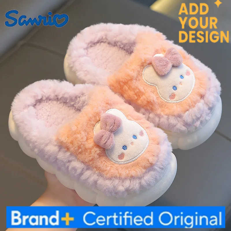 Sanrio 2025New Winter Plush Slippers Childrens Non-slip Soft Sole Kids Boys Girls Warm H251223