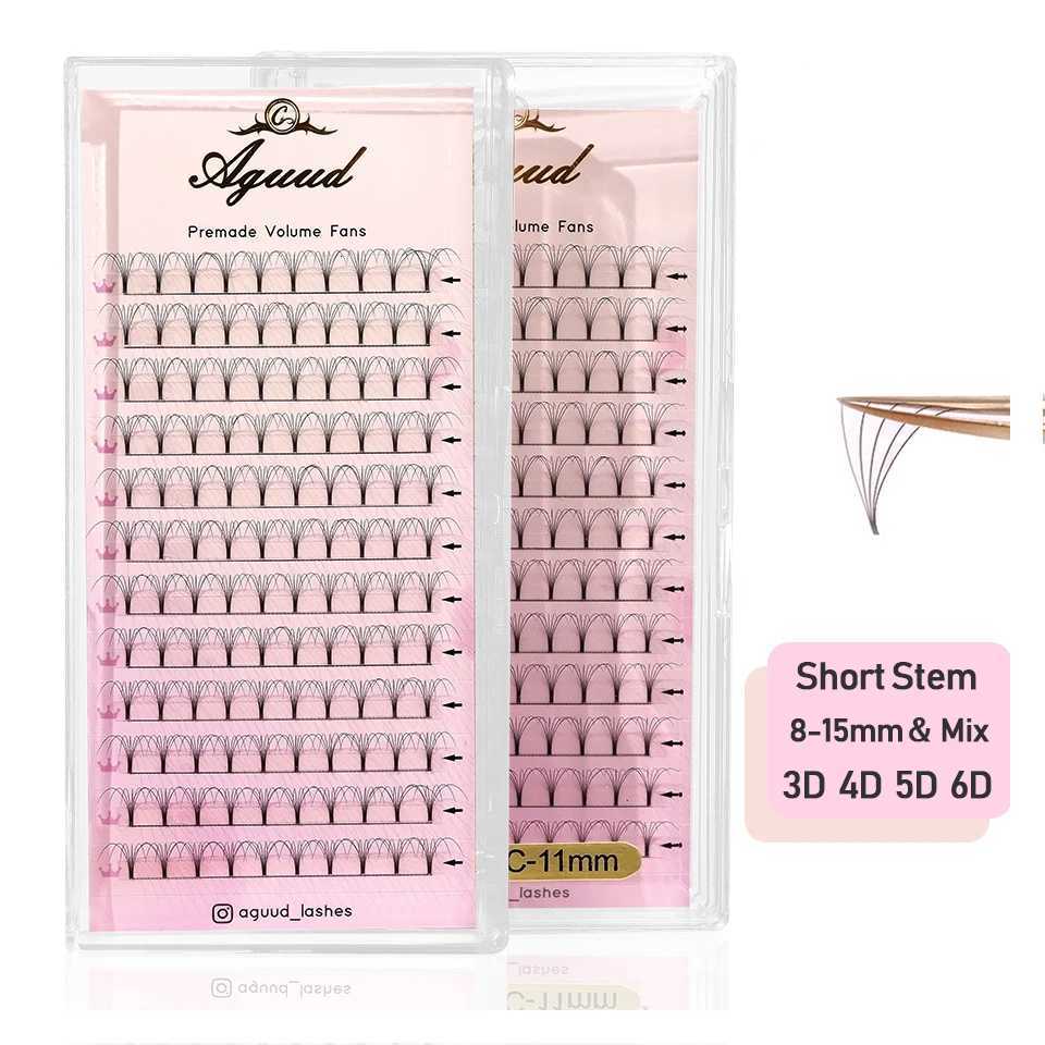 AGUUD Soft Natural Premade Volume Fans Short Stem 3d/4d/5d/6d Russian Volume Professional Eyelash Extension Faux Mink Lash CilioT251223