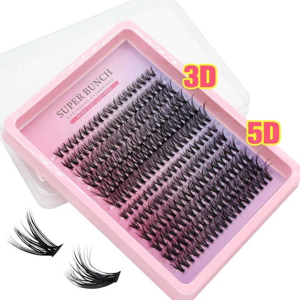 Whole sale Super Bunch New 3D/5D Effect Mix 240 Clusters Lashes 8-16mm Charm Style False Eyelashes Extension Russian VolumeT251223