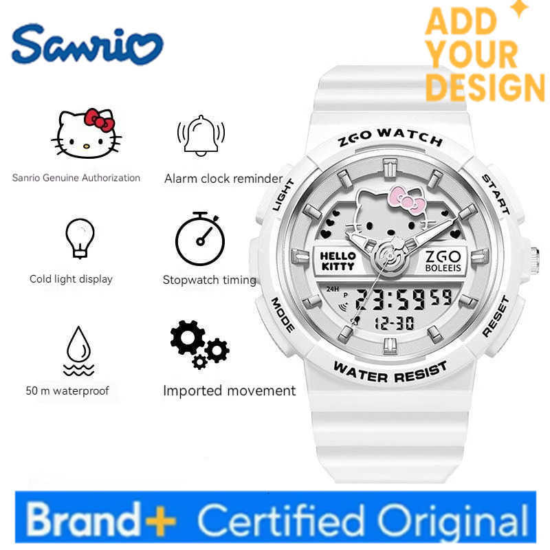 Sanrio Hello Kitty Watch Cinnamoroll Luminous Waterproof Alarm Clock Sports Women Girls Electronic Watches Kids Birthday Gifts H251223
