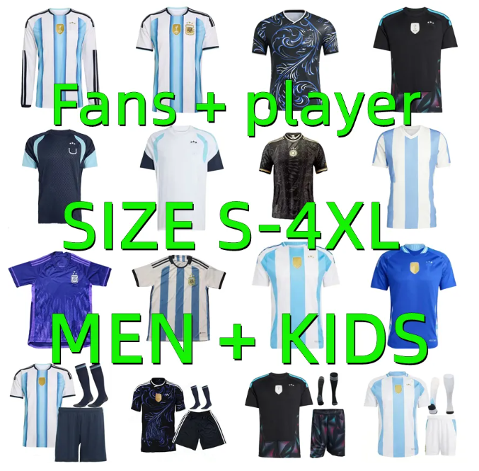 2025 Argentina DI MARIA soccer Jerseys player version MESSIS ENZO J.ALVAREZ DYBALA MARTINEZ Maradona de paul football shirt 23 24 25 26 Men Kids uniforms Long sleeved