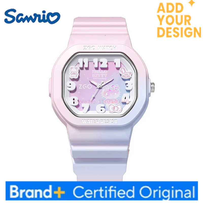 Sanrio New 50th Anniversary Hellokitty Watch For School Students Waterproof Luminous Quartz Watch Jelly Silicon Square Watch H2512231