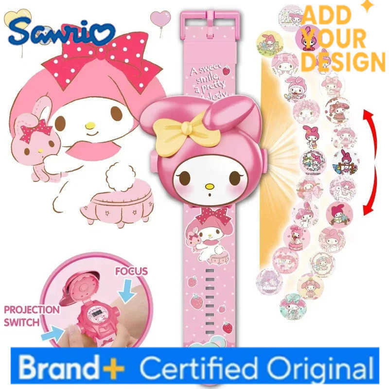 Sanrio Sanrios 3D Projection Digital Watch Kawaii Hello Kitty Kuromi Cinnamoroll Anime Action Figure Toy Watch Flip Popular H251223