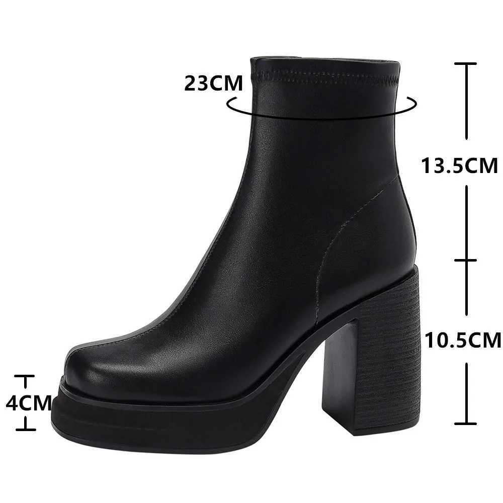 2025 NEW Brand Women Autumn Winter Boots Sexy High Heels Platform Black Brown Side Zip Shoes Woman Ankle Boots Size 33-41T251223