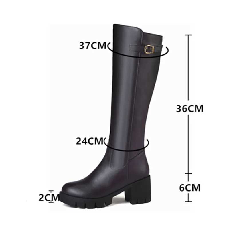 Casual Women platform Snow Boots Buckle Women Knee High Boots Warm Fur Winter Riding Boot Female Black Brown Shoes Large Size 45T251223