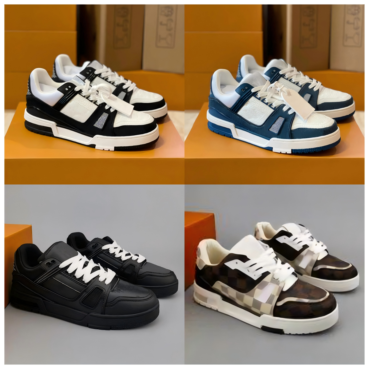 With Box Designer Shoes Women Men Casual Shoes Leather Embossed Sneaker Lace-UP Trainers White Black Sky Blue Green Denim Pink Red Shoes Casual Sneakers 36-45