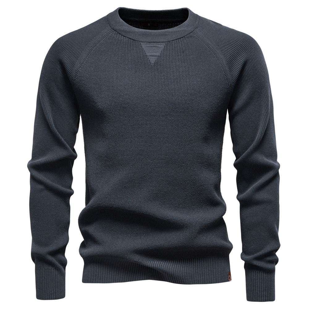WOZK2026 autumn and winter new round neck fashionable solid color sweater for men, high-quality business casual knitted men's sweater men's 