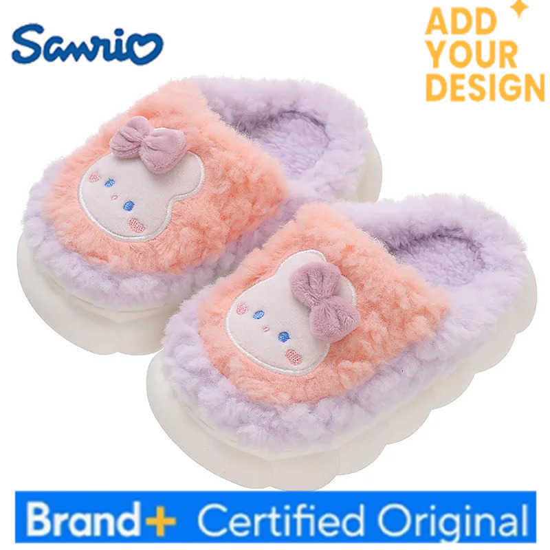 Sanrio 2025New Winter Plush Slippers Childrens Non-slip Soft Sole Kids Boys Girls Warm H251223