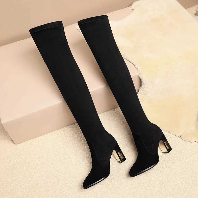 High Heel Pointed Toe Sock Boots Over The Knee Winter Female Shoes on Sale 2025 Brand Solid Zipper Concise Womens BootsT251223