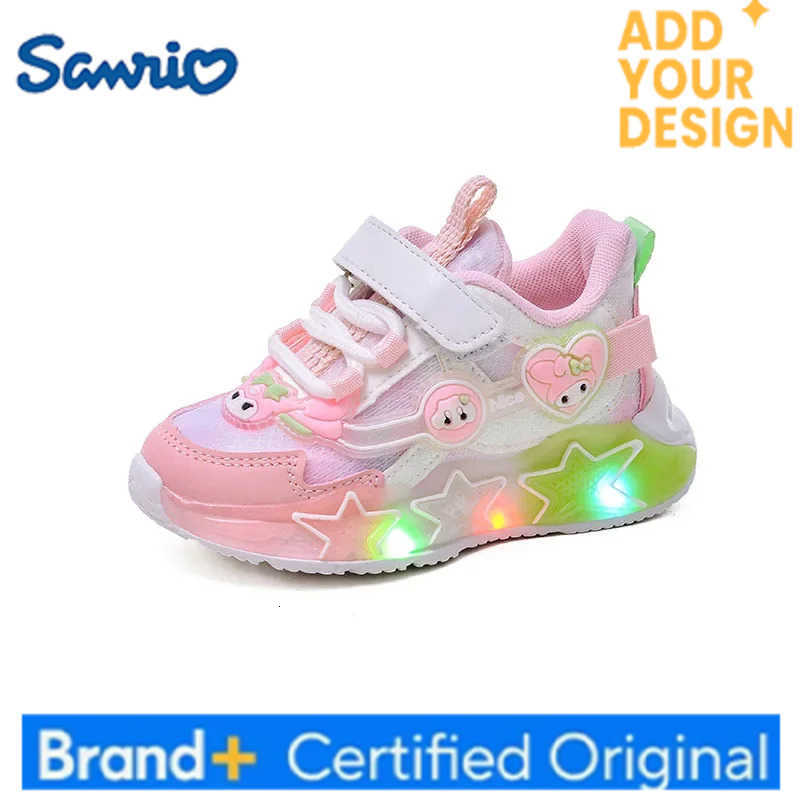 Sanrio Kuromi My Melody Childrens Led Light Sneakers Kawaii Cartoon Fashion Girls Casual Shoes Kids Antislip Sports Running Shoe H251223
