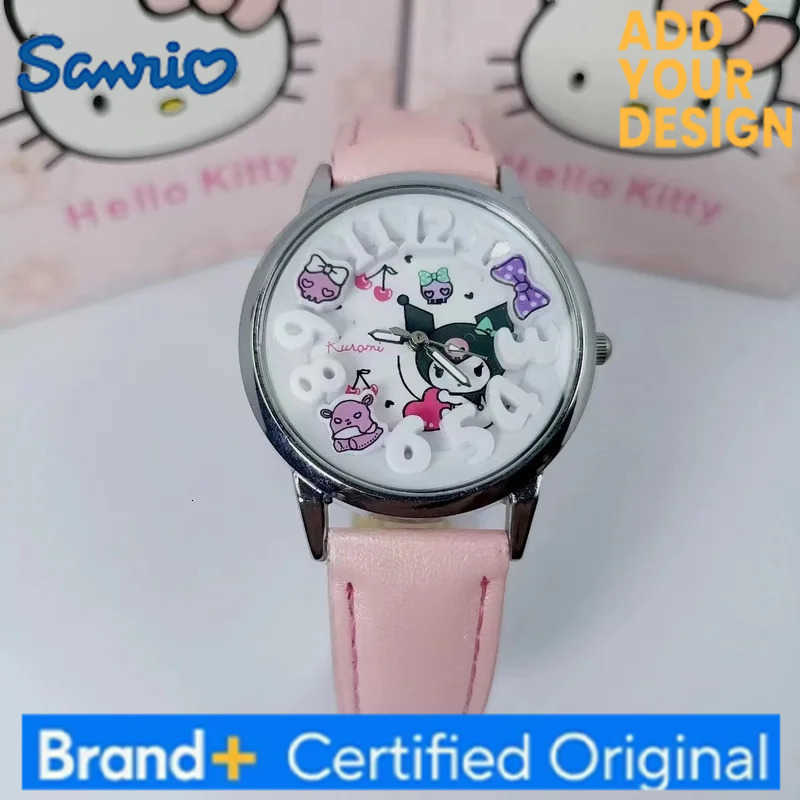 Sanrio New ChildrenS Cartoon Kuromi Belt Quartz Watch Girl Luminous Watch Birthday Gift Trinket H251223