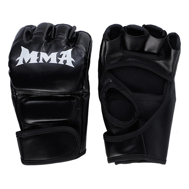 PU Half Finger Boxing Gloves PU Leather MMA Fighting Kick Boxing Gloves Karate Muay Thai Training Workout Gloves Training Gear 251222