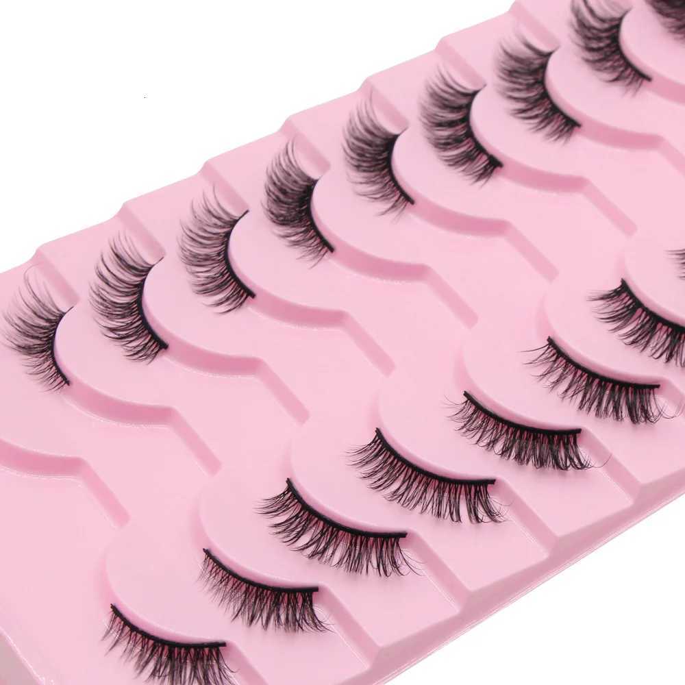 Moonlily 10 Pairs Half Eyelashes Natural Soft Cat Eye Lashes Reusable Winged Fluffy False Mink Lashes Extensions Makeup ToolT251223