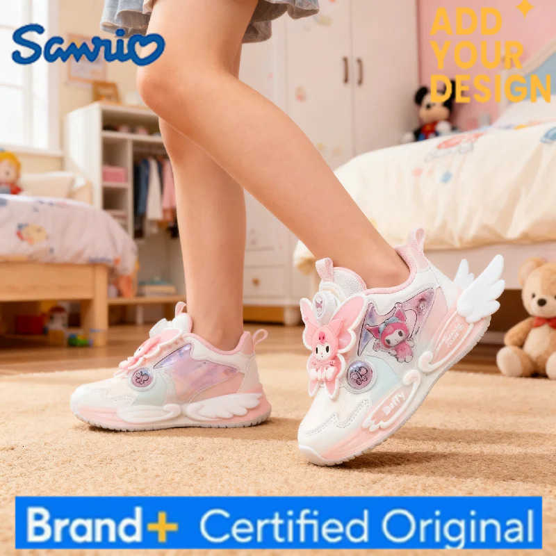 Sanrio KidsCasual Shoes Sneakers Led Light Cartoon Kuromi PU Leather For Girls Anti-slip Breathable Pink Pruple Shoes Size 26-33 H251223