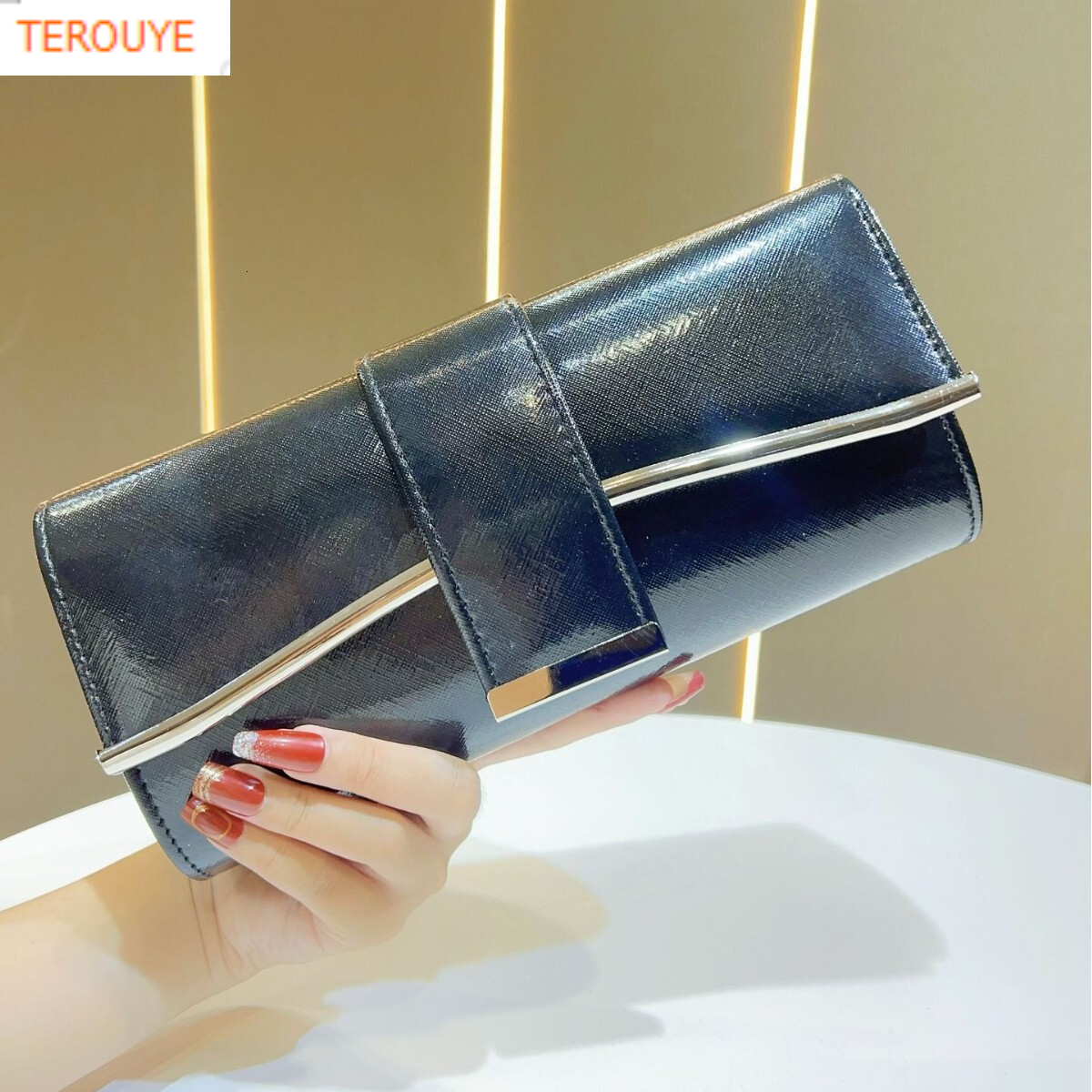 TREOUYE Autumn New Women's Wallet Simple Trendy Handbag Card Bag Evening Dress Bag Fashionable Light Luxury Elegant Bag