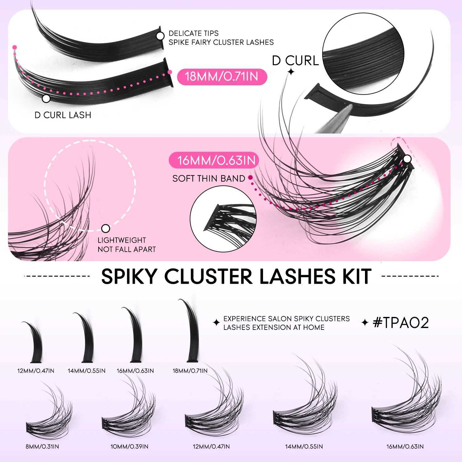 GROINNEYA Lash Clusters Kit DIY Manga Cluster Lashes Set Spikes Lashes Cluster Extension Full Set Individual Eyelashes MakeupT251223