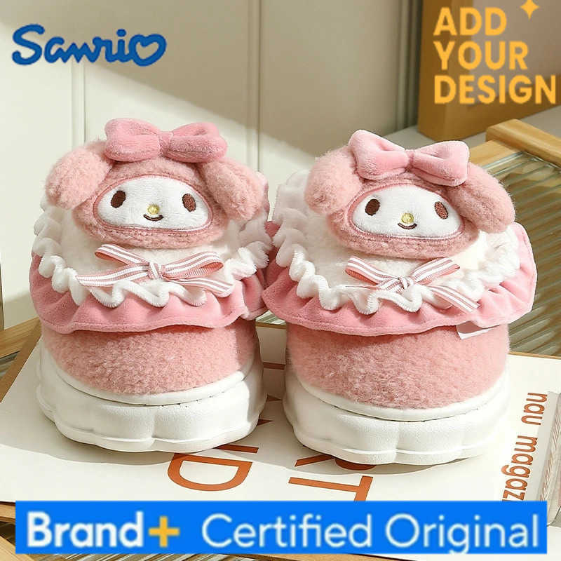 Sanrio KidsSlippers Cartoon Fluffy Keep Warm Winter Shoes For Children Anti-slip Thick Bottom Home Slipper Purple Blue Size 36-41 H251223