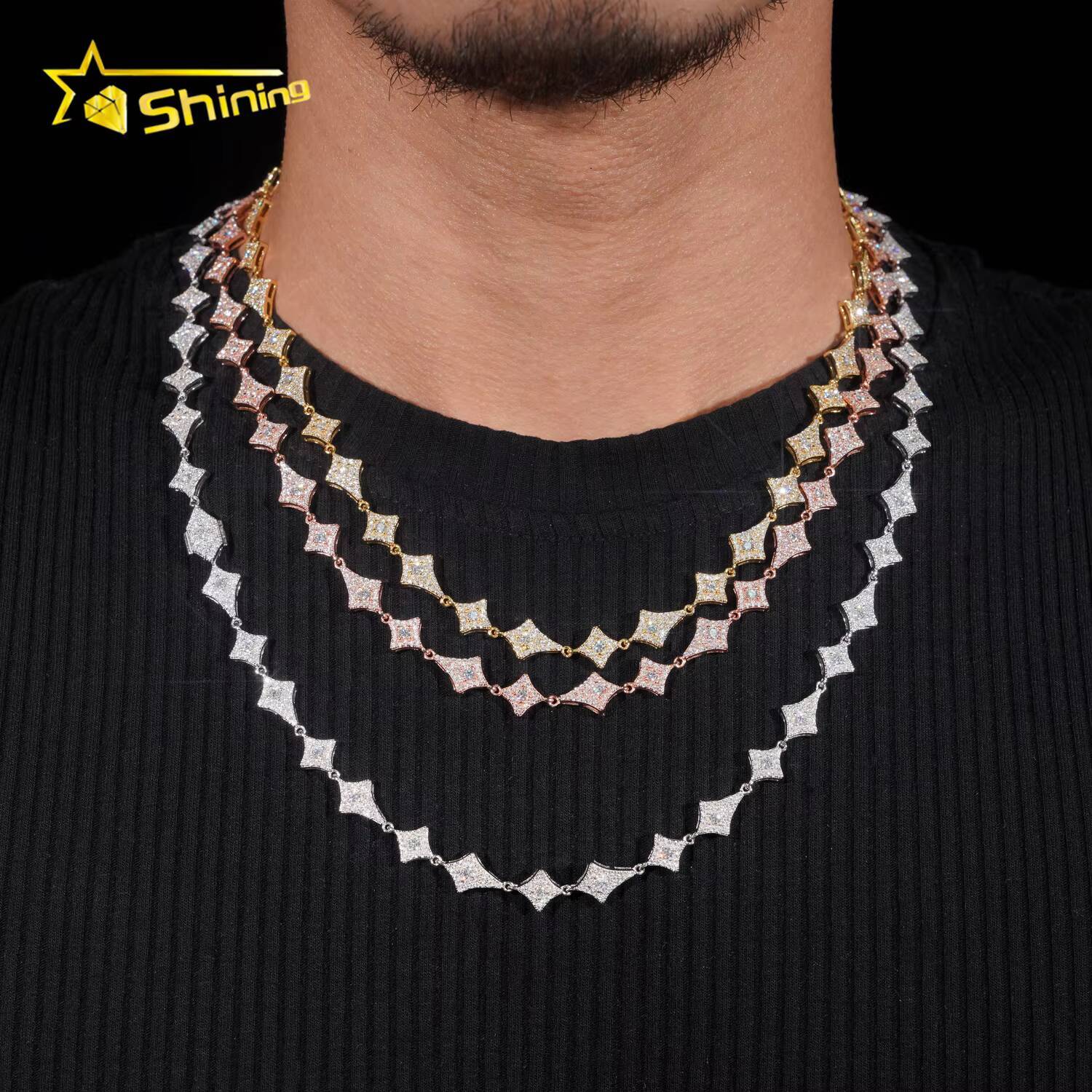 GRA Certified Hip Hop Jewelry 925 Sterling Silver Diamond Iced Out Moissanite Tennis Chain Bracelet Fashion Necklace