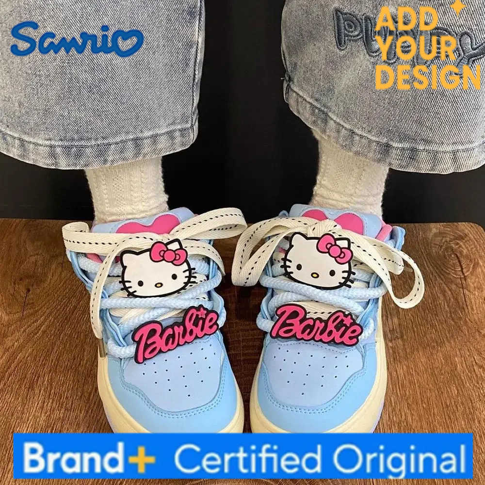 Sanrio Anime Sneakers Hello Kitty Cartoon Sports Shoes Sweet Girls Student Antiskid Board Shoes Cute Casual Thick Sole Sneakers Fashion H251223