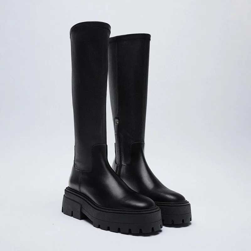 Chunky Women Knee High Boots Fashion Platform Thick Heels Shoes Autumn Winter Ladies Knight Long Botas De MujerT251223