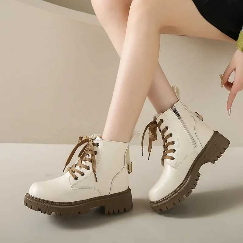 Fashion Women Boots Luxury British Style Women Ankle Boots Comfort Non-Slip Thick Sole Shoes High Quality Women Motorcycle BootsT251223