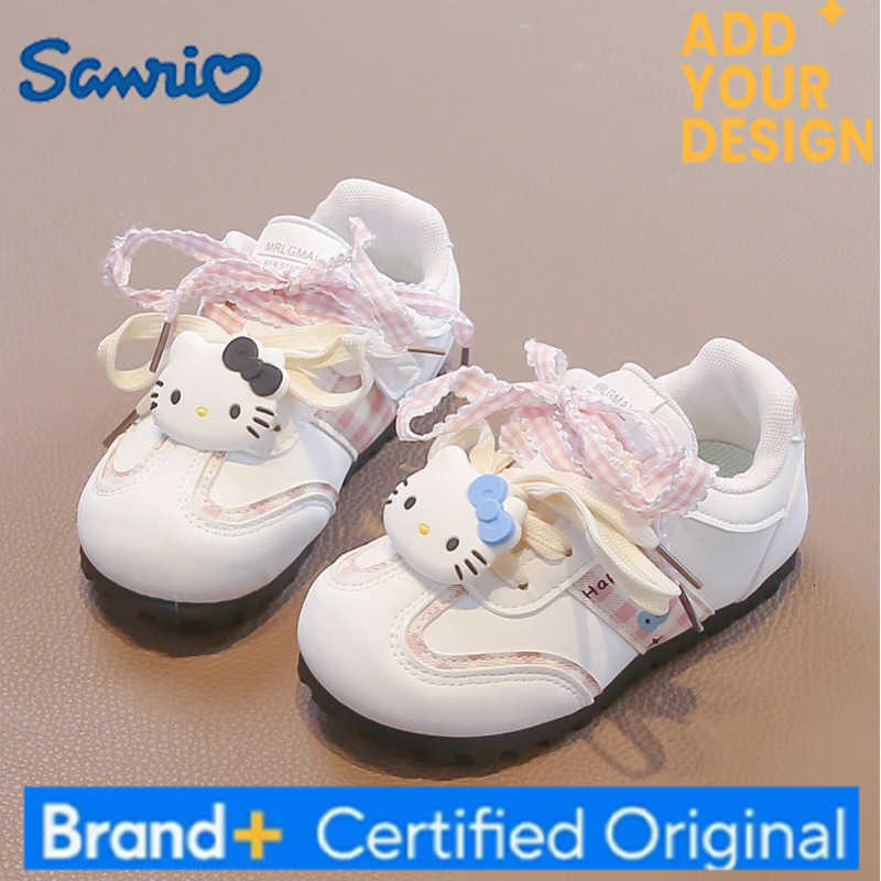 Sanrio KidsCasual Shoes Sneakers Cartoon Hello Kitty Bow PU Leather For Girls Printed Anti-slip Breathable Blue Pink Shoes Size 28-38 H2512231