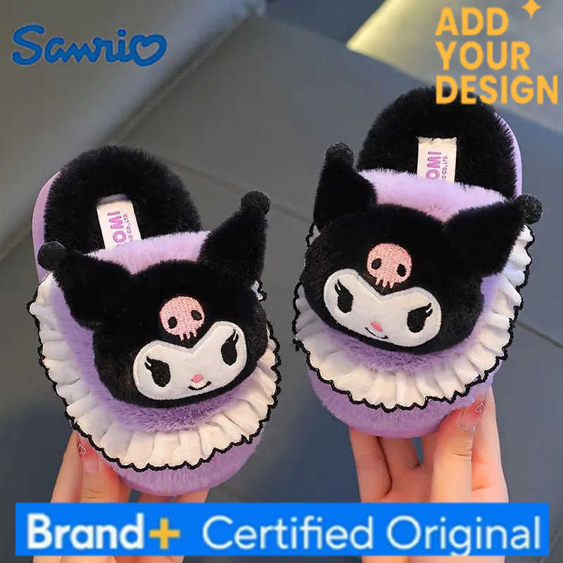 Sanrio Cotton Hello Kitty Children Slipper Melody Cartoon Anime Kuromi Cute Girl Eva Plush Warm Home Slippers Cotton Shoes Gift H251223