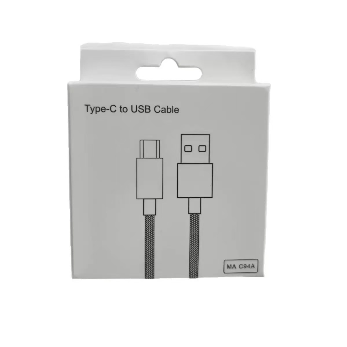 Durable USB Braided Cable Type C Charging Cord with Box Package for 1 meter