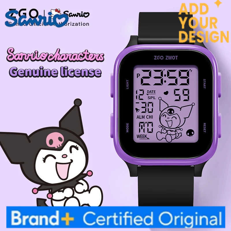 Sanrio Kuromi Kids digital watch For girls Square Sporty Waterproof Electronic watch Alarm clock Gift 878 H251223