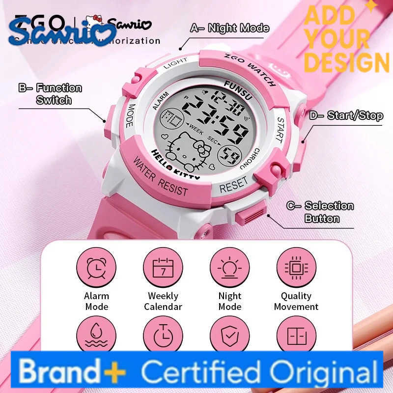 Sanrio Hello Kitty Kids Watch Girls Girl Child Primary School Student Waterproof Luminous Cute Electronic Watches Gift 3052 H251223