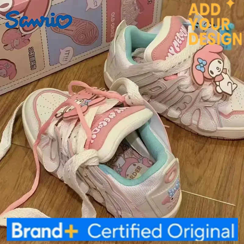 Sanrio Hello Kitty Skateboard Shoes Cinnamoroll Kawaii Casual Couple Sports Thick Sole Non-slip Wear-resistant Skateboard Shoes H251223