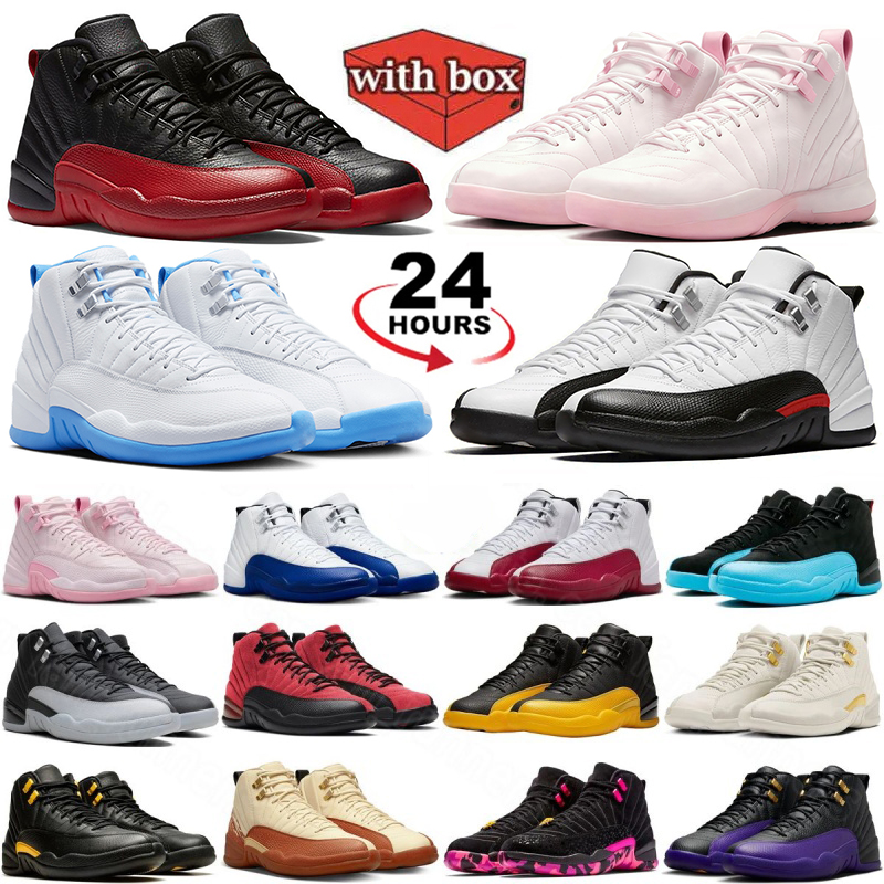 With box for 12s Basketball shoes 12 Taxi French Blue Sneaker Blueberry Flu Game Melo Pearl Pink Playoffs for men womens outdoors trainers size eur36-47